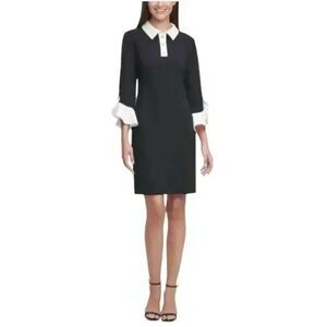 Shelby & Palmer Women's Black Poly/Spandex w Off White Ruffles on Sleeves & Gold